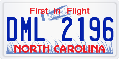 NC license plate DML2196