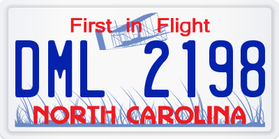 NC license plate DML2198