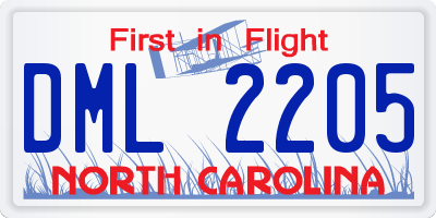 NC license plate DML2205