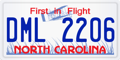 NC license plate DML2206