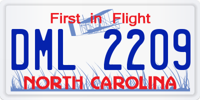 NC license plate DML2209