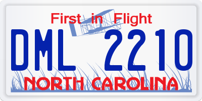 NC license plate DML2210
