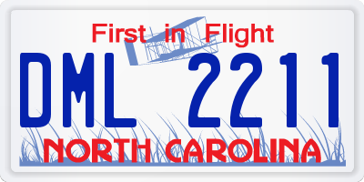 NC license plate DML2211