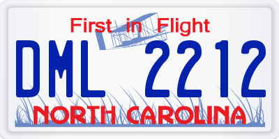 NC license plate DML2212