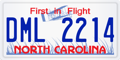 NC license plate DML2214