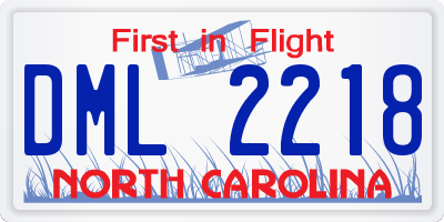 NC license plate DML2218