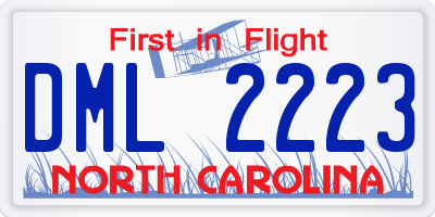 NC license plate DML2223