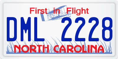 NC license plate DML2228