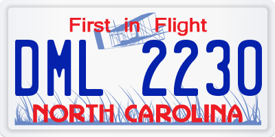 NC license plate DML2230