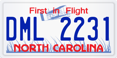 NC license plate DML2231