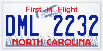 NC license plate DML2232