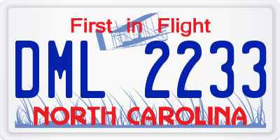 NC license plate DML2233