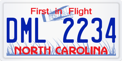 NC license plate DML2234