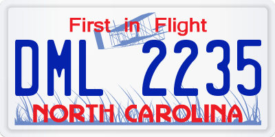 NC license plate DML2235