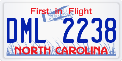 NC license plate DML2238