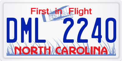 NC license plate DML2240