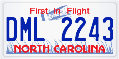 NC license plate DML2243