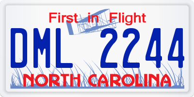 NC license plate DML2244