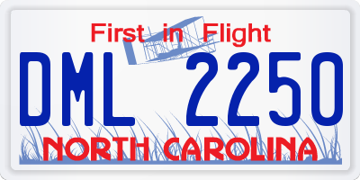 NC license plate DML2250