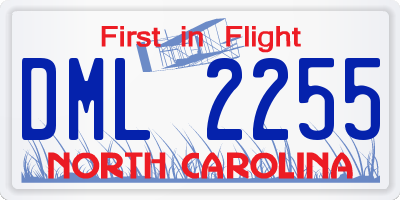 NC license plate DML2255