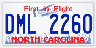 NC license plate DML2260