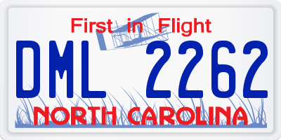 NC license plate DML2262