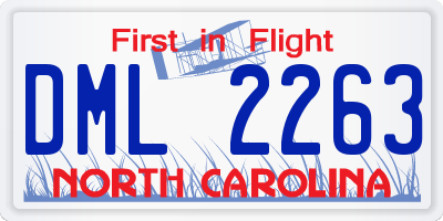 NC license plate DML2263