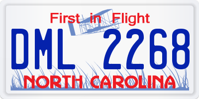 NC license plate DML2268