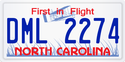 NC license plate DML2274