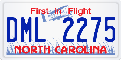 NC license plate DML2275