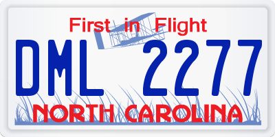 NC license plate DML2277