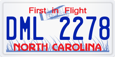 NC license plate DML2278