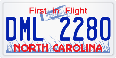 NC license plate DML2280