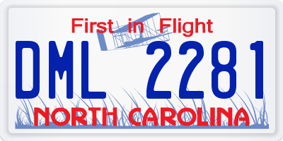 NC license plate DML2281