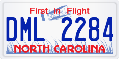 NC license plate DML2284