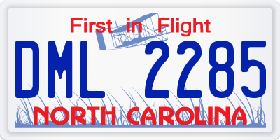NC license plate DML2285