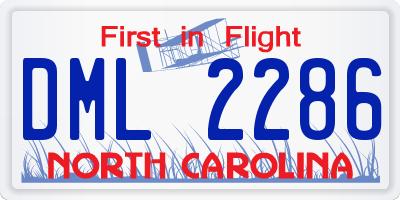 NC license plate DML2286