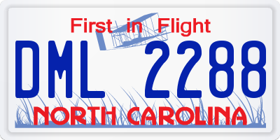 NC license plate DML2288