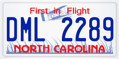 NC license plate DML2289