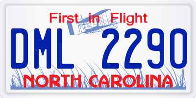 NC license plate DML2290