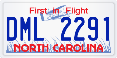 NC license plate DML2291