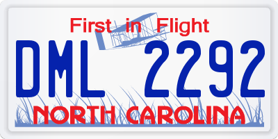 NC license plate DML2292