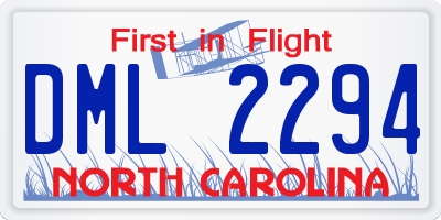 NC license plate DML2294