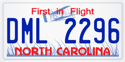 NC license plate DML2296