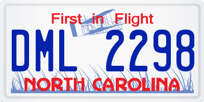 NC license plate DML2298