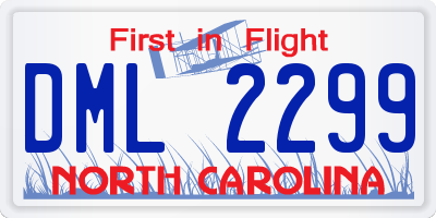 NC license plate DML2299