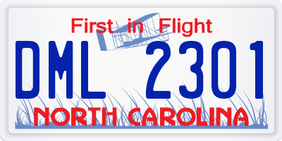 NC license plate DML2301