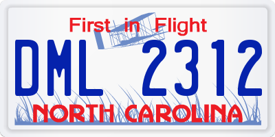 NC license plate DML2312