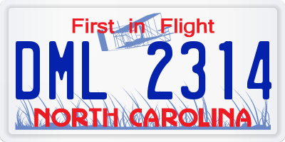 NC license plate DML2314