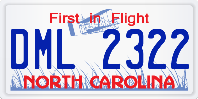NC license plate DML2322